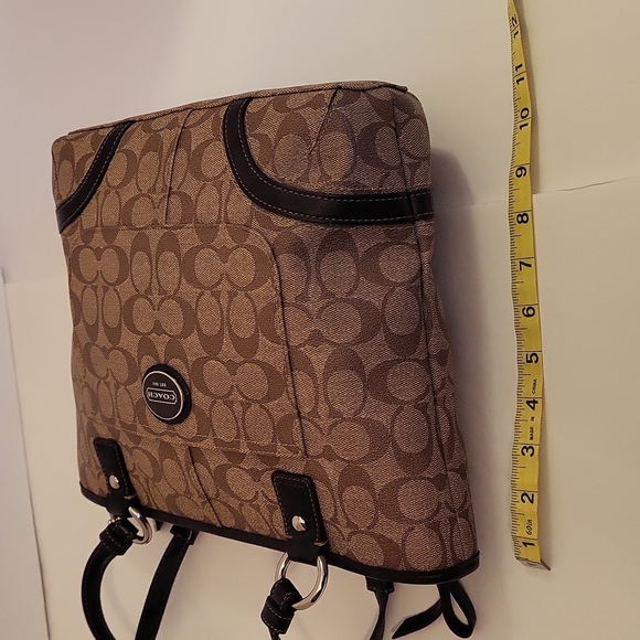 NWOT Coach Signature Logo Small Tote, Tan and Brown, Leather Trim - Picture 13 of 16